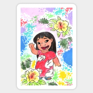 Lilo and Hawaiian hibiscus Magnet